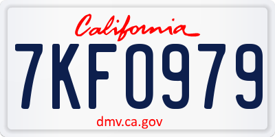 CA license plate 7KFO979