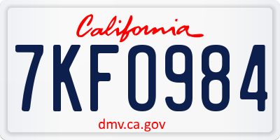 CA license plate 7KFO984