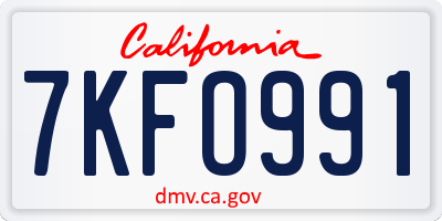 CA license plate 7KFO991