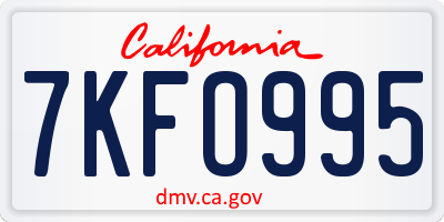 CA license plate 7KFO995