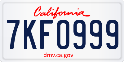 CA license plate 7KFO999
