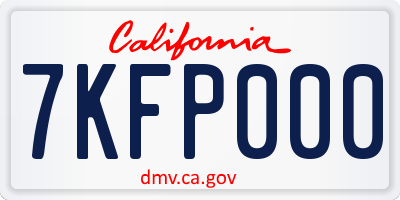 CA license plate 7KFP000