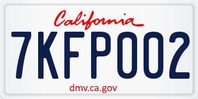 CA license plate 7KFP002