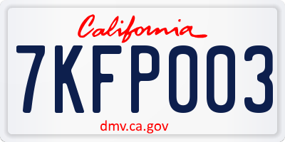 CA license plate 7KFP003