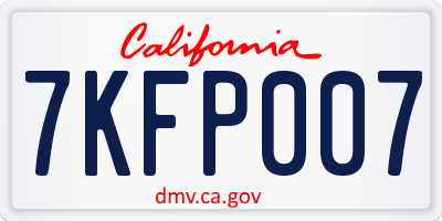 CA license plate 7KFP007