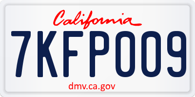 CA license plate 7KFP009