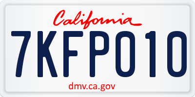 CA license plate 7KFP010