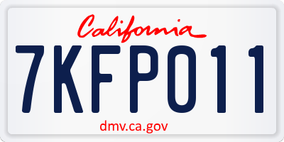 CA license plate 7KFP011
