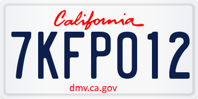 CA license plate 7KFP012