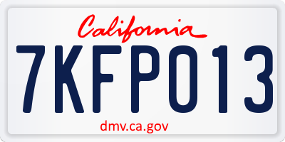 CA license plate 7KFP013