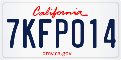CA license plate 7KFP014