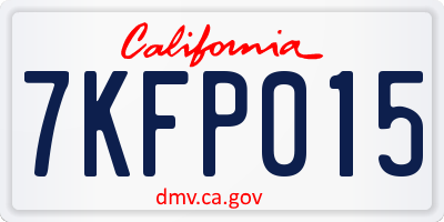 CA license plate 7KFP015