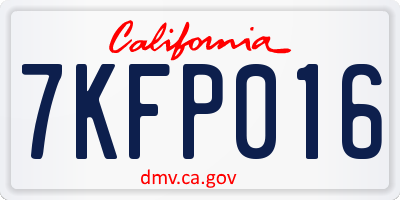 CA license plate 7KFP016