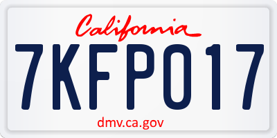 CA license plate 7KFP017