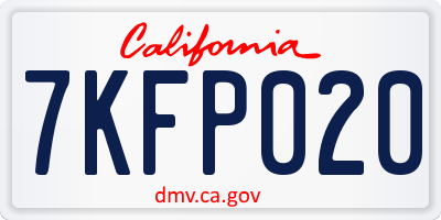 CA license plate 7KFP020