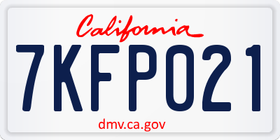 CA license plate 7KFP021