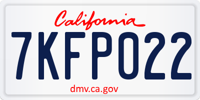 CA license plate 7KFP022