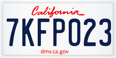 CA license plate 7KFP023