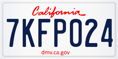 CA license plate 7KFP024