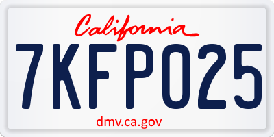 CA license plate 7KFP025