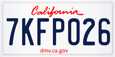 CA license plate 7KFP026
