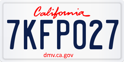 CA license plate 7KFP027