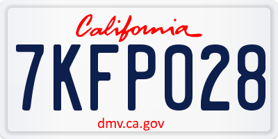 CA license plate 7KFP028