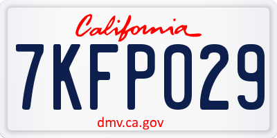 CA license plate 7KFP029