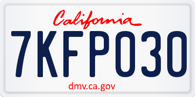 CA license plate 7KFP030