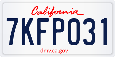 CA license plate 7KFP031