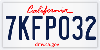 CA license plate 7KFP032