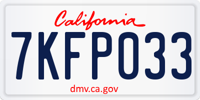 CA license plate 7KFP033