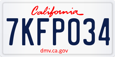 CA license plate 7KFP034