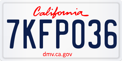 CA license plate 7KFP036