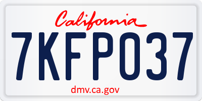 CA license plate 7KFP037