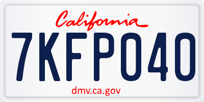 CA license plate 7KFP040