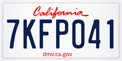 CA license plate 7KFP041