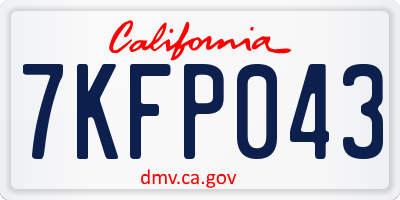 CA license plate 7KFP043