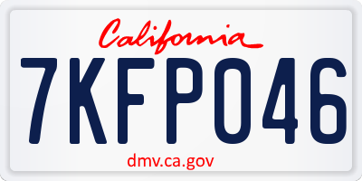 CA license plate 7KFP046