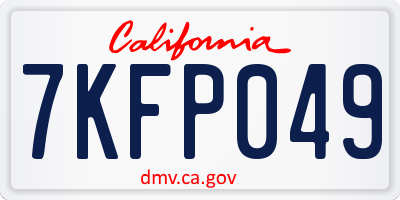 CA license plate 7KFP049