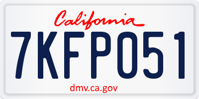 CA license plate 7KFP051