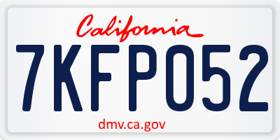 CA license plate 7KFP052