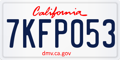 CA license plate 7KFP053