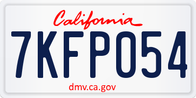 CA license plate 7KFP054