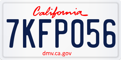 CA license plate 7KFP056