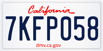 CA license plate 7KFP058