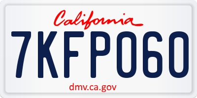 CA license plate 7KFP060