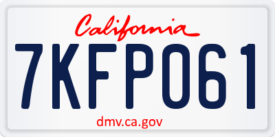 CA license plate 7KFP061