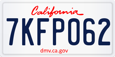 CA license plate 7KFP062