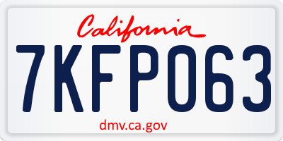 CA license plate 7KFP063